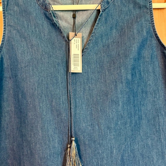 Blue Denim Tank Top with Tassels - size XL - Picture 2 of 3